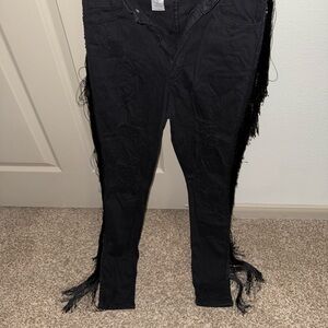 Black Fringe Pants